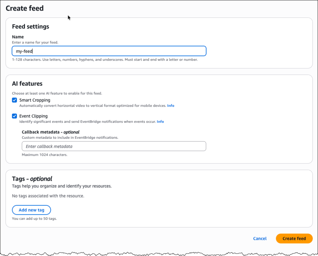 Interface de criação de feed