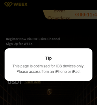 Pop-up on a fake cryptocurrency exchange website trying to drive users to the exploits